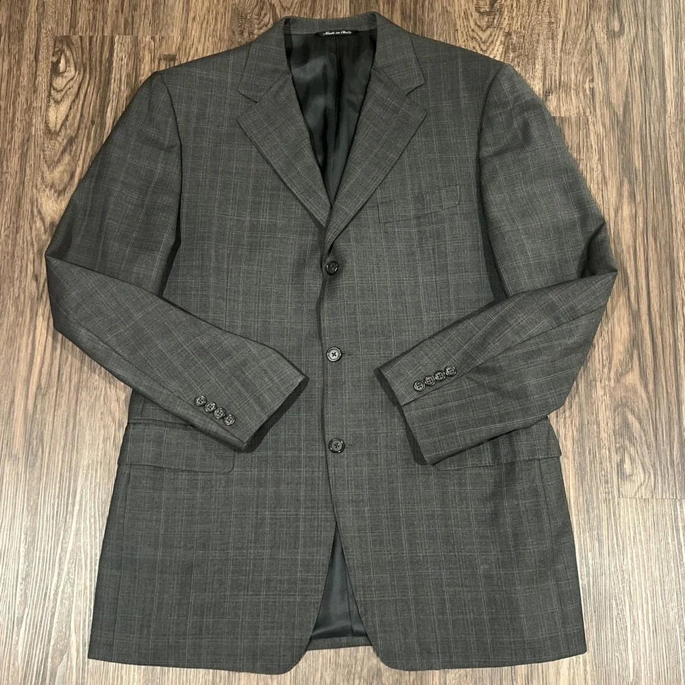 CANALI Fodera Gray Plaid Check Wool Blazer Sport Coat Jacket - EU 52 / US 42 L